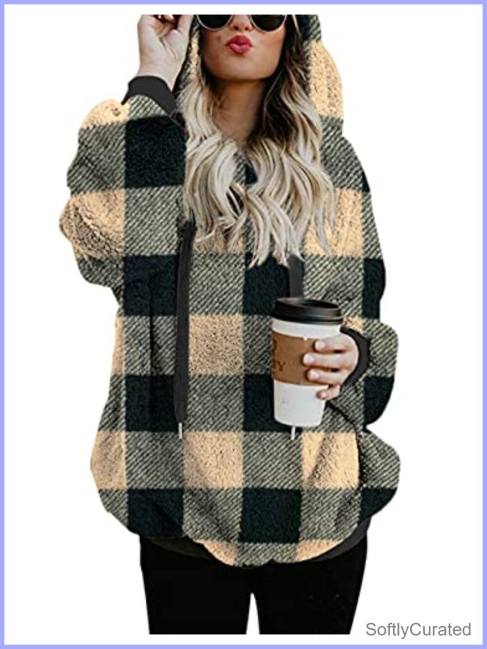 Women Fuzzy Sherpa Fleece Zip Pullover Hoodie Oversize Sweatshirt Coat